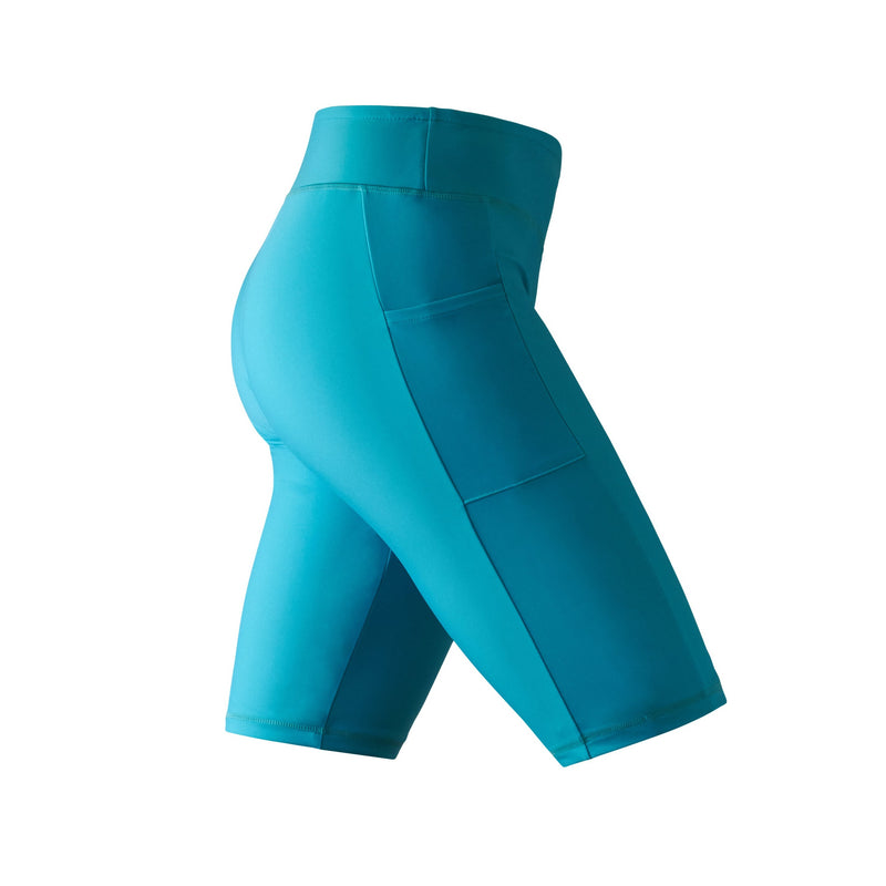 pocket view of the women's active swim jammerz in teal|teal