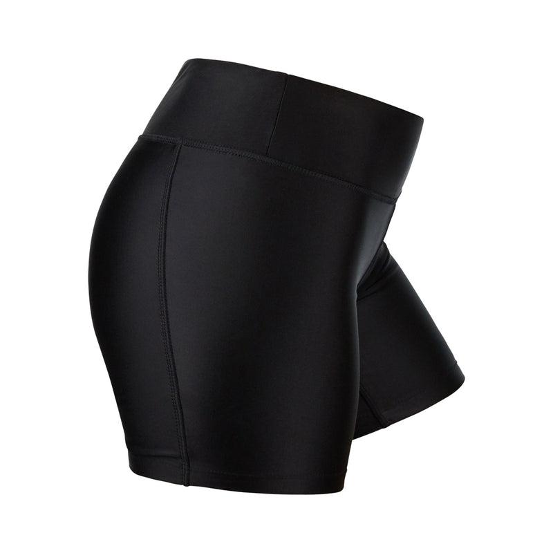 Side View of the Women's Active Swim Shorts in Black|black