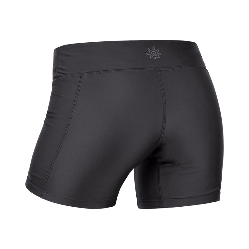 Back View of the Women's Active Swim Shorts in Charcoal|charcoal