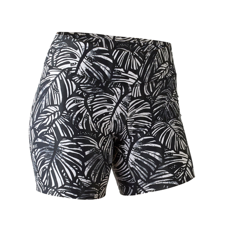 Women's Active Swim Shorts in Black Botanical|black-botanical