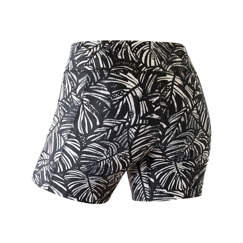 Back of the Women's Active Swim Shorts in Black Botanical|black-botanical