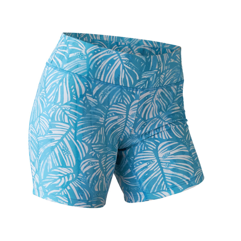 Women's Active Swim Shorts in Scuba Blue Botanical|scuba-blue-botanical