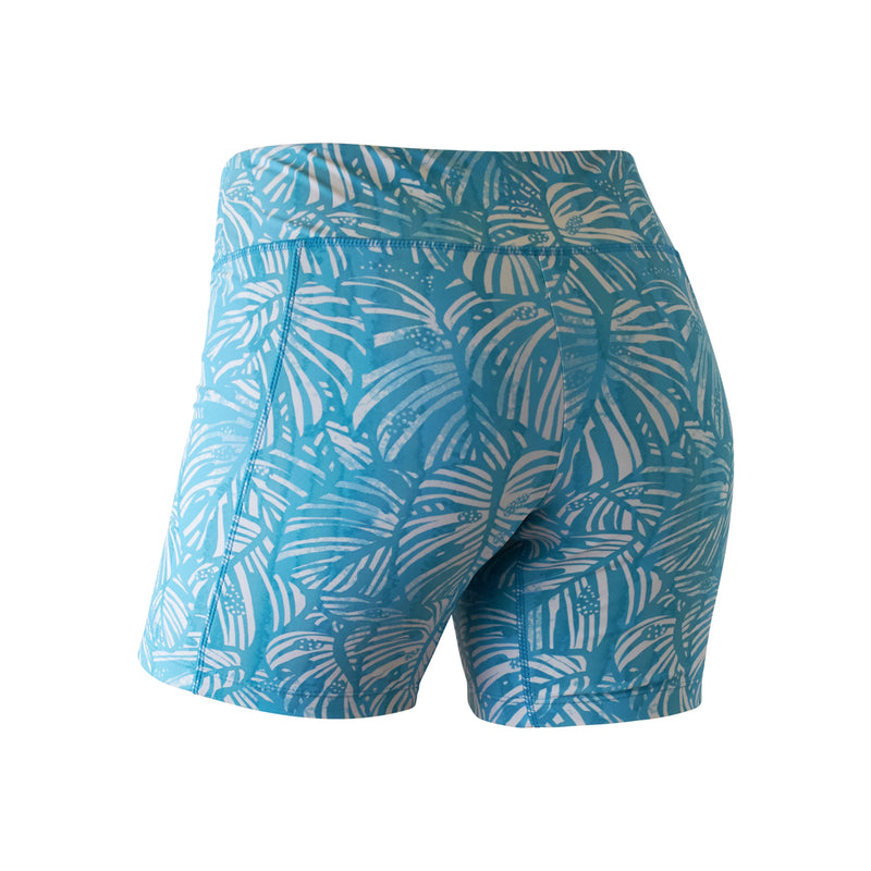 Back of the Women's Active Swim Shorts in Scuba Blue Botanical|scuba-blue-botanical