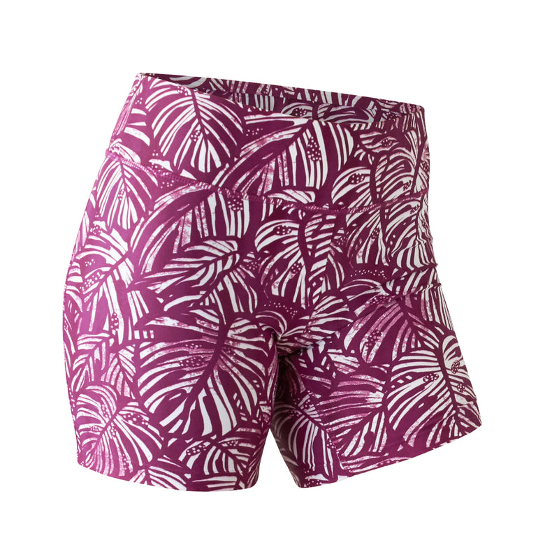 Women's Active Swim Shorts in Wine Botanical|wine-botanical