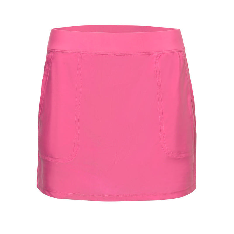 Back of the women's active swim skirt in bubblegum|bubblegum