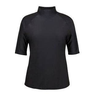 women's short sleeve swim shirt in black|black