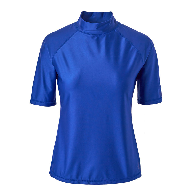 women's short sleeve swim shirt in navy blue|navy-blue