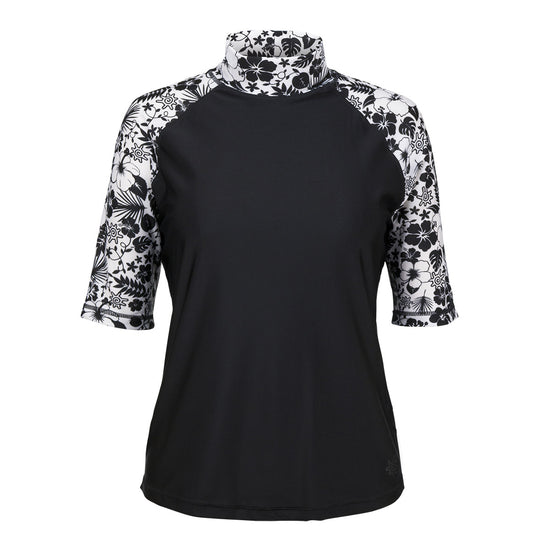 Kid's Short Sleeve Rash Guard Swim Shirt W/ Zipper - UPF 50