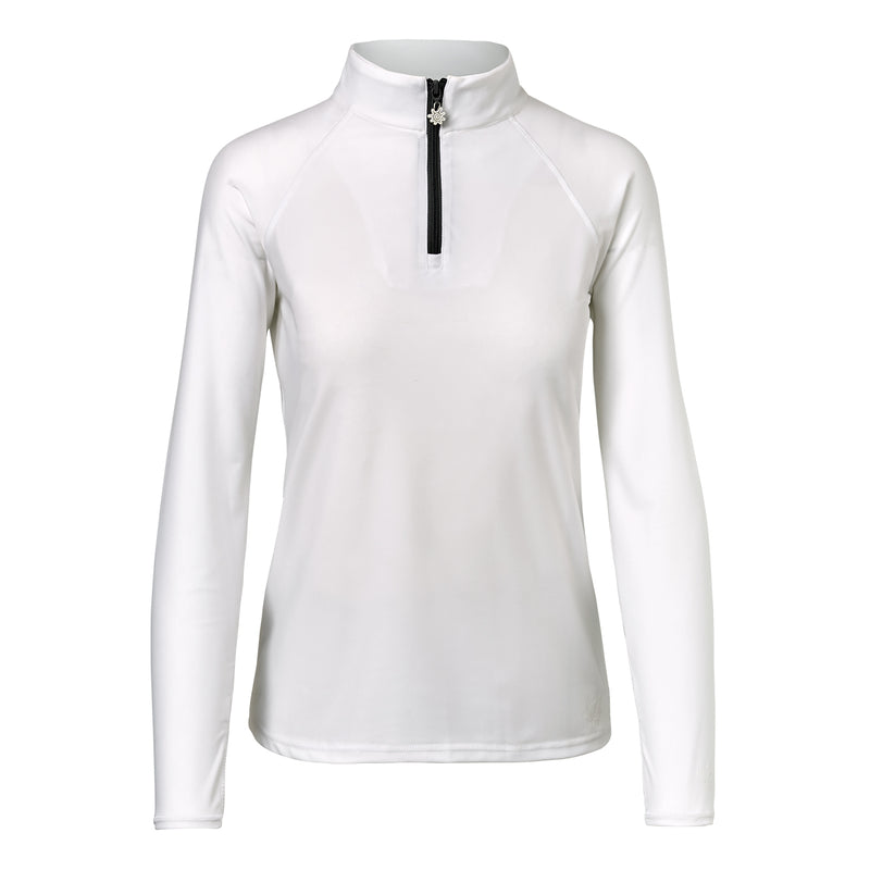 women’s long sleeve quarter zip swim shirt in white|white