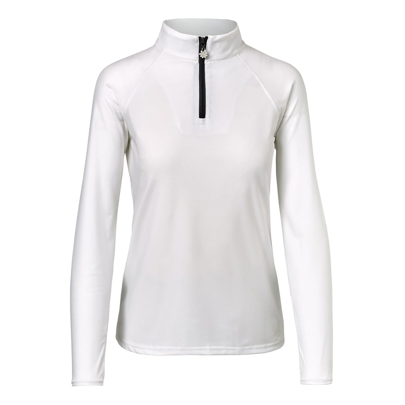 women’s long sleeve quarter zip swim shirt in white|white