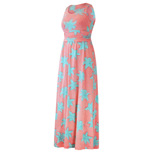 Optical Daisy UPF50+ Ruffled Sleeveless Maxi Dress