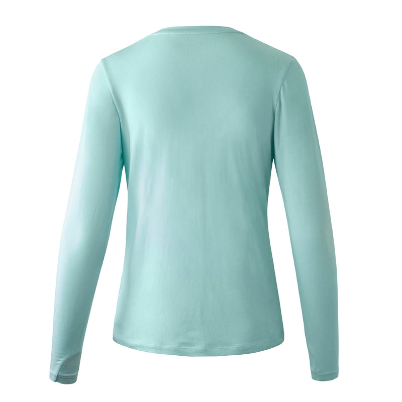 Back of the Women's Long Sleeve Everyday Tee in Beach Glass|beach-glass