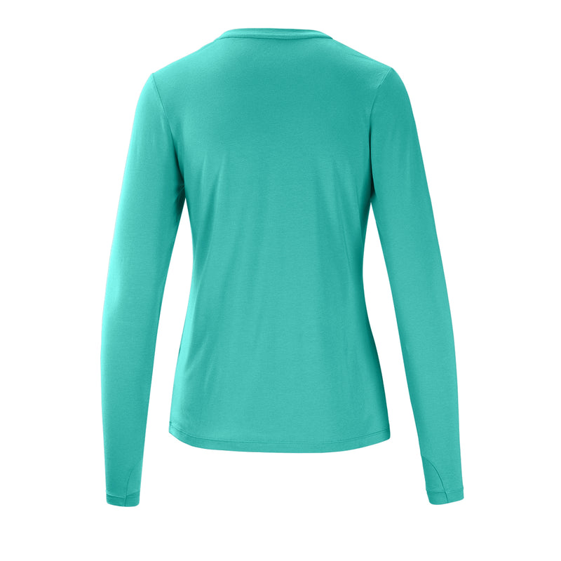 Back of the Women's Long Sleeve Everyday Tee in Turquoise|turquoise