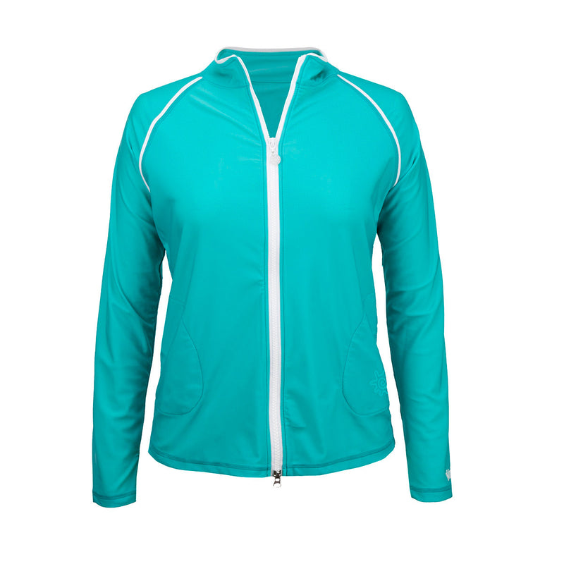 women's swim jacket in teal|teal