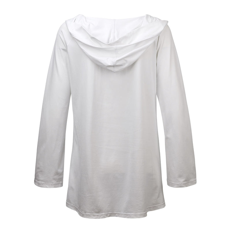 Back of the Women's Hooded Beach Cover Up in White|white