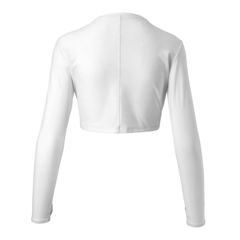 Back of the Women's Active Swim Shrug in White|white