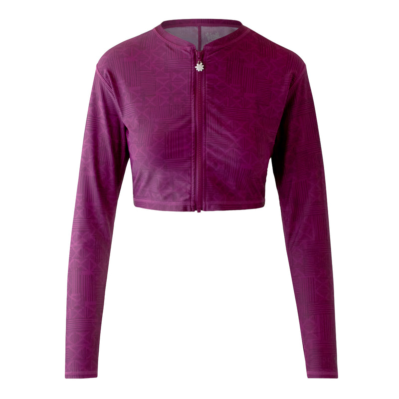 Women's Active Swim Shrug in Wine Lattice|wine-lattice