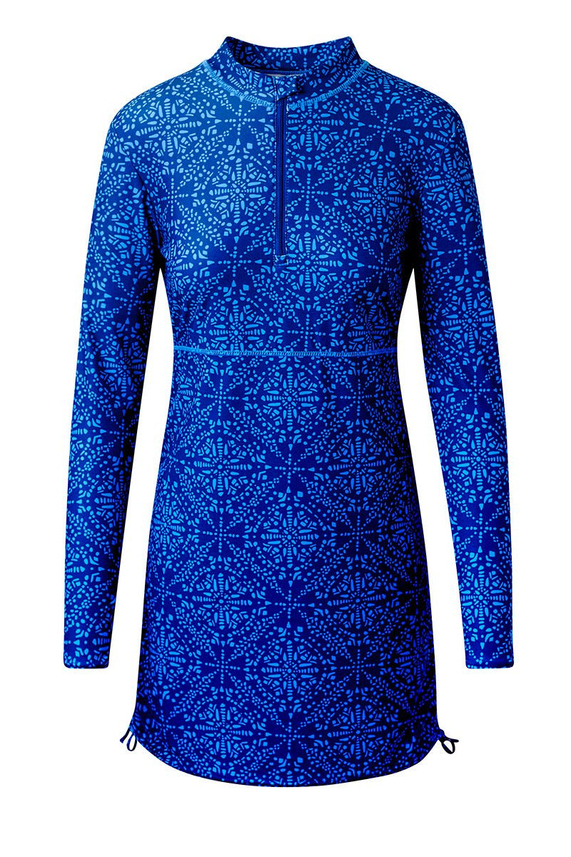 women's swim dress in batik geo|batik-geo