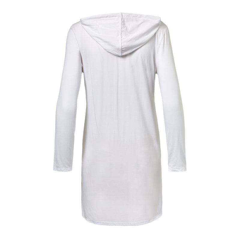 Back of the Women's Full Length UPF Jacket in White|white