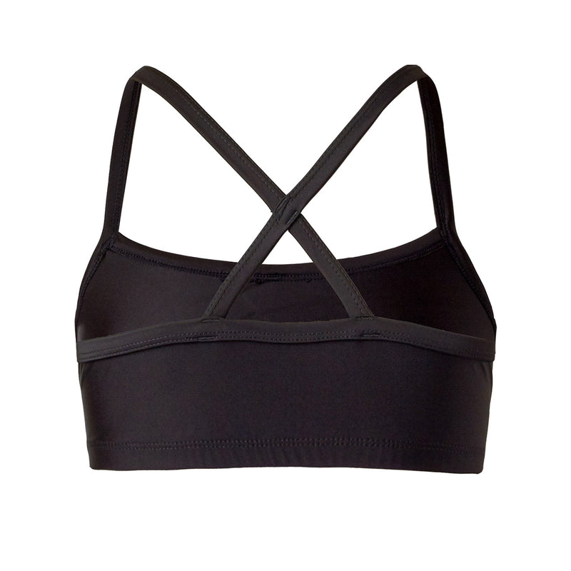 back of the women's swim bra in black|black