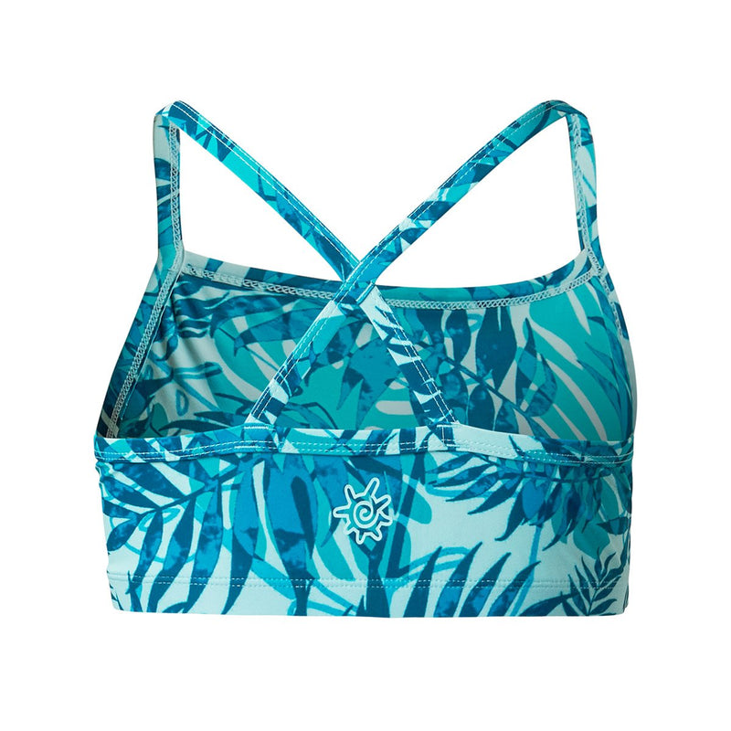 back of the women's swim bra in caribbean palms|caribbean-palms