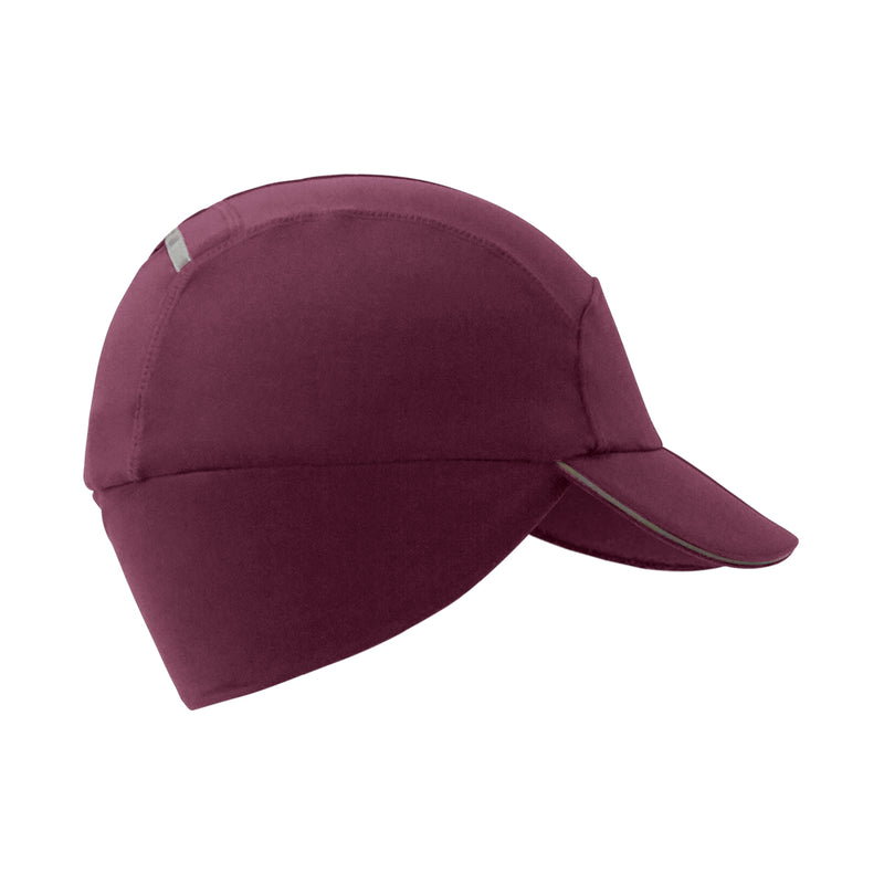Side View of the Women's Active Ponytail Fleece Hat in Wine|wine