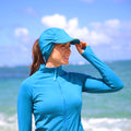 Women's Active Ponytail Fleece Hat in Mykonos Blue|mykonos-blue