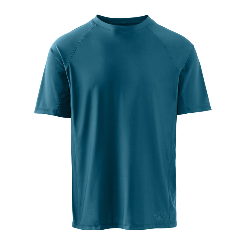 men's short sleeve swim shirt in dark teal|dark-teal