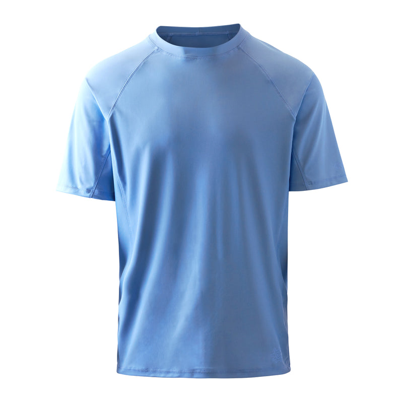 men's short sleeve swim shirt in light blue|light-blue