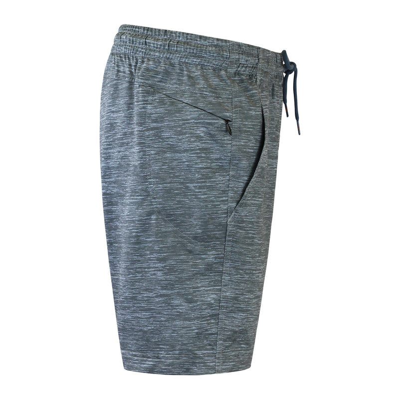 Side view of the men's swim shorts with built in liner in dusty blue jaspe|dusty-blue-jaspe