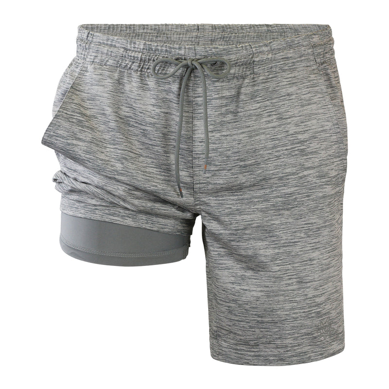 Close up of the men's swim shorts with built in liner in harbor mist jaspe|harbor-mist-jaspe