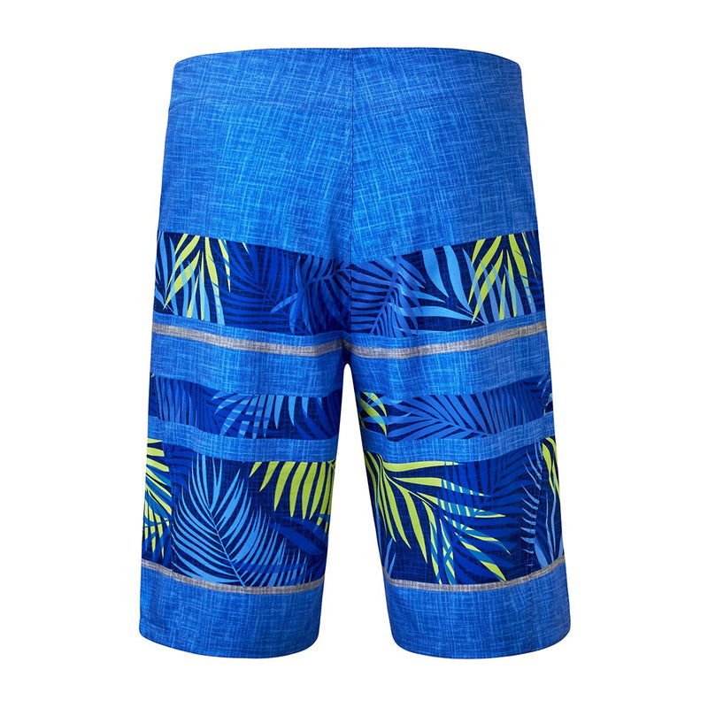 Back view of the men's coastal board shorts in tropical stripe|tropical-stripe