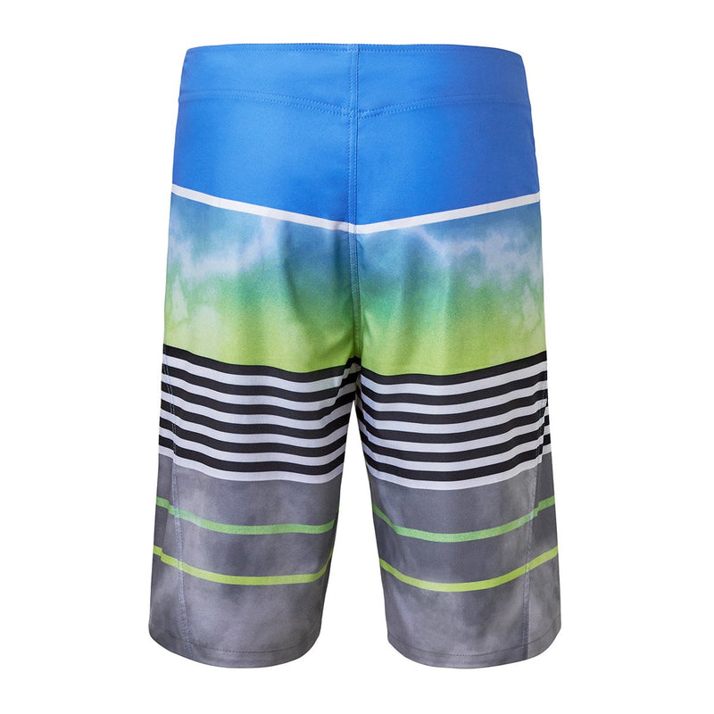 Back view of the men's coastal board shorts in watercolor stripe|watercolor-stripe