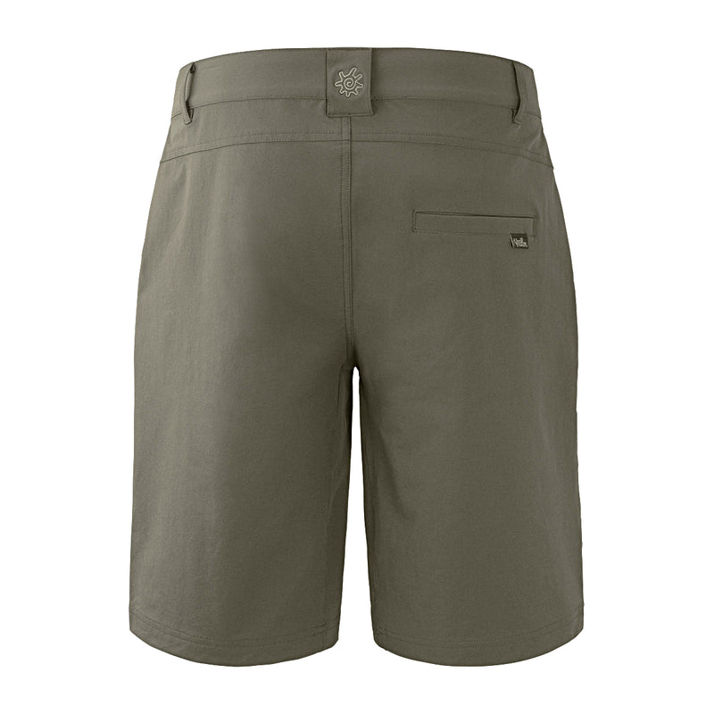 back view of the men's UPF shorts in deep olive|deep-olive