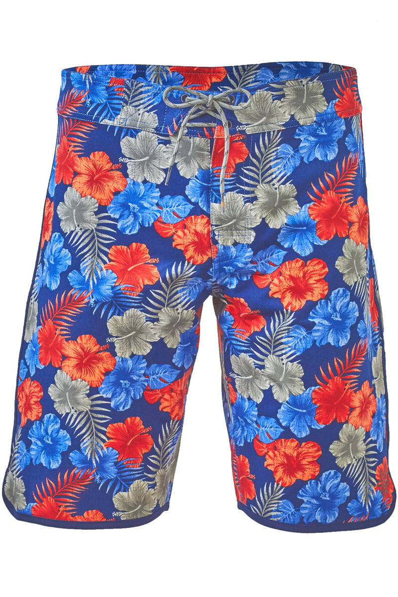 men's retro board shorts in americana hibiscus|americana-hibiscus