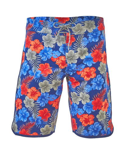 men's retro board shorts in americana hibiscus|americana-hibiscus