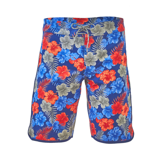 men's retro board shorts in americana hibiscus|americana-hibiscus