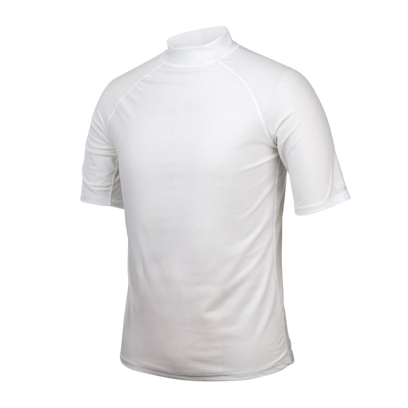 UV Skinz's men's short sleeve swim shirt in white|white