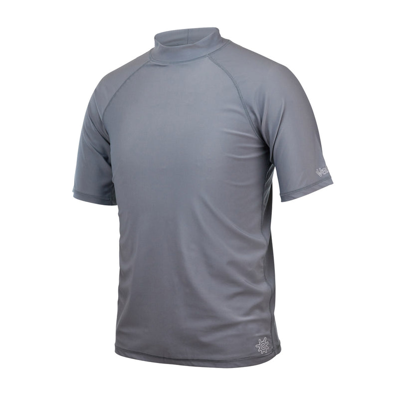 UV Skinz's men's short sleeve swim shirt in steel grey|steel-grey