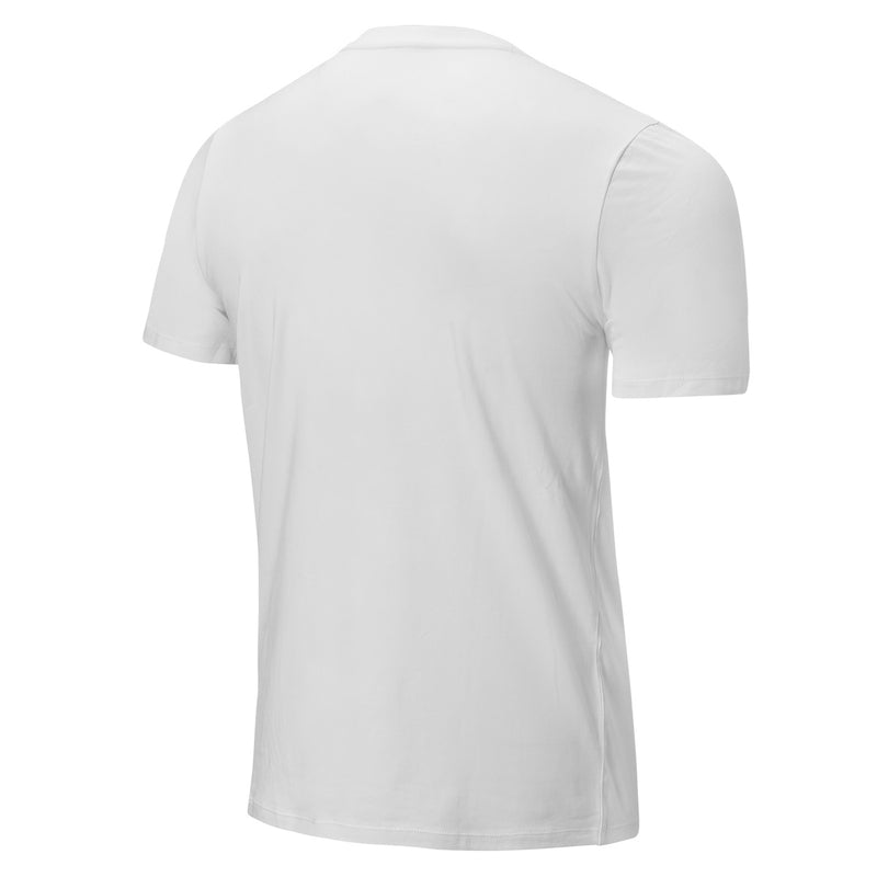 back of the men's UPF t-shirt in white|white