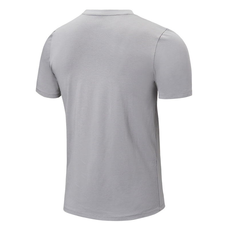 back of the men's UPF t-shirt in grey|grey