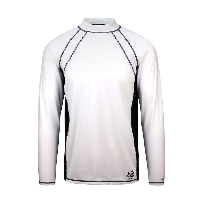men's long sleeve active swim shirt in white black|white-black