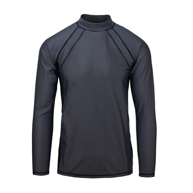 men's long sleeve active swim shirt in steel grey|steel-grey