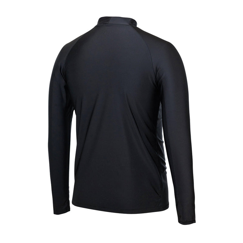 back of UV Skinz's men's long sleeve swim shirt in black|black