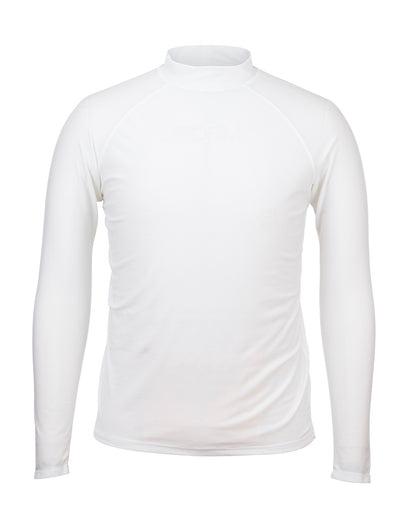 men's long sleeve swim shirt in white|white