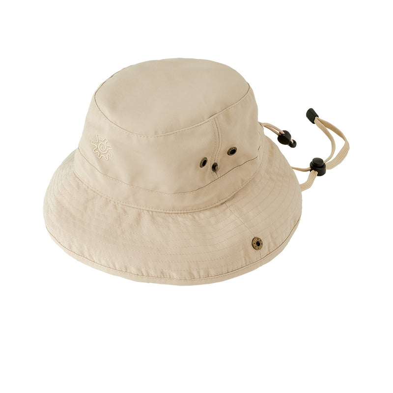 men's bucket hat with drawstring in tan cream|tan-cream