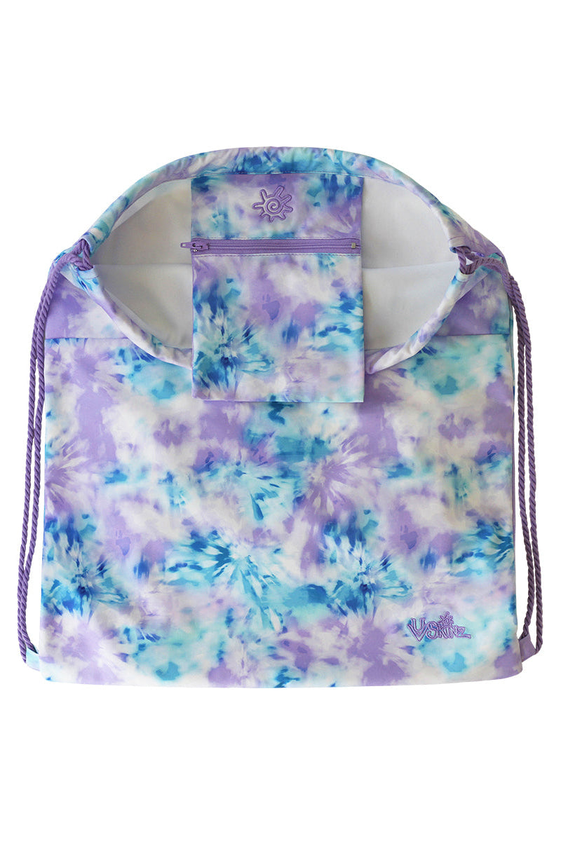 Inside View of the Kid's Swim Bag in Lilac Tie Dye|lilac-tie-dye