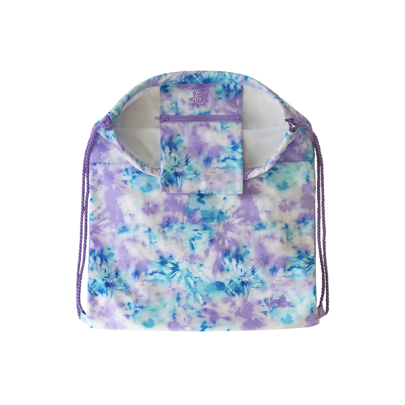 Inside View of the Kid's Swim Bag in Lilac Tie Dye|lilac-tie-dye