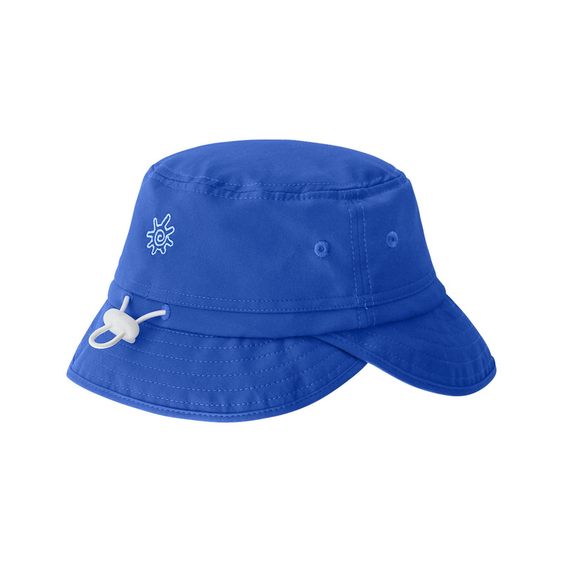 back view of the kid's adjustable flap sun hat in deep sea|deep-sea