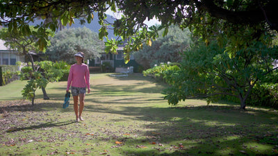 woman in UV Skinz's women's long sleeve crew swim shirt 